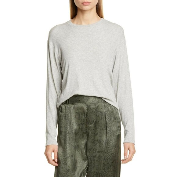 ATM Heather Gray Boy Stretch Modal Sweater Lightweight Top Shirt Ribbed SZ M New - Picture 1 of 8